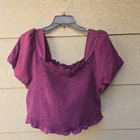 Torrid Short Sleeves Mocked Crop Top 3x New Purple Wine Tasting - Picture 6 of 11